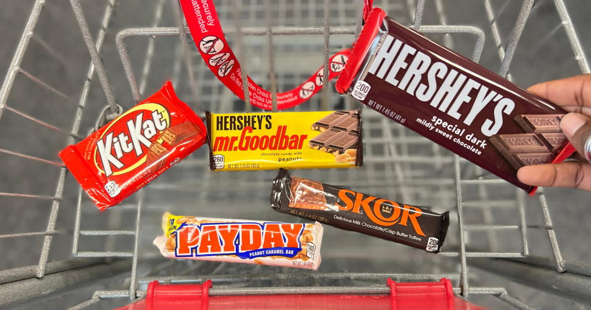 candy bars in store cart