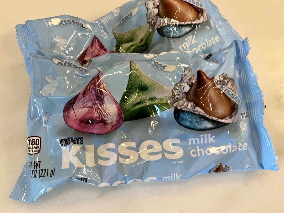 two bags of Hershey's Kisses Candy Easter Bags