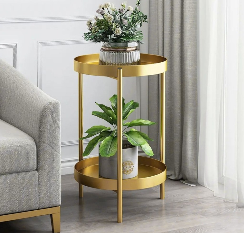 plant stand with plants on it