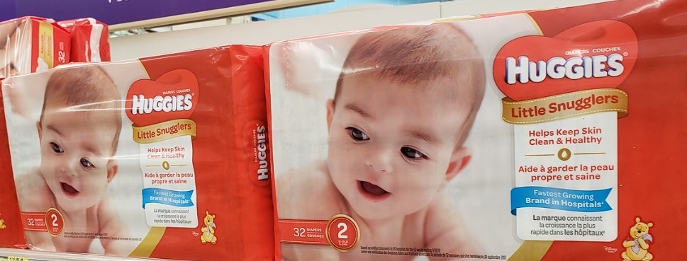 Huggies diapers on a shelf