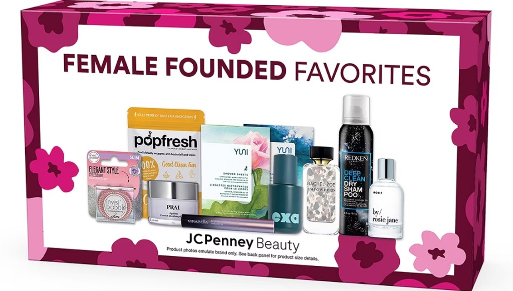 JCPenney Beauty Female Founded Box with beauty products pictured on the front