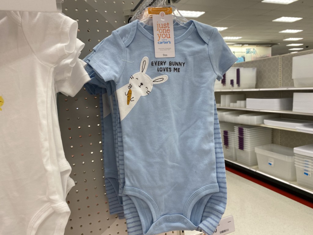 baby boy blue Easter-themed bodysuit set in store