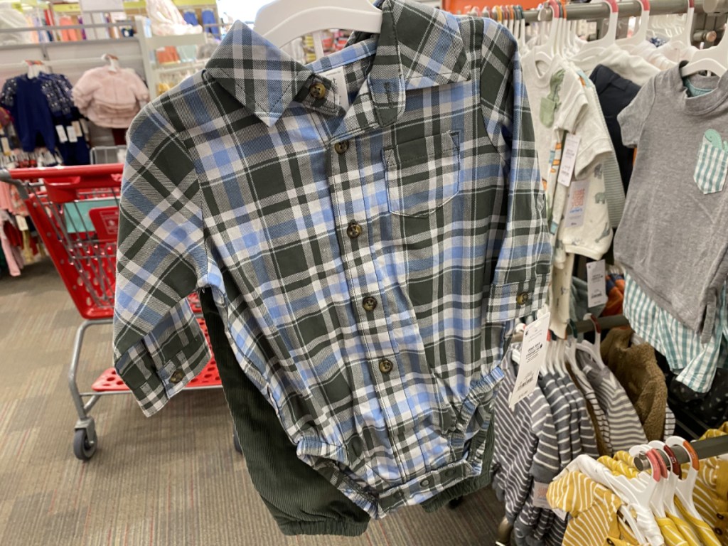 baby boy bluer and green plaid short and pants set in store
