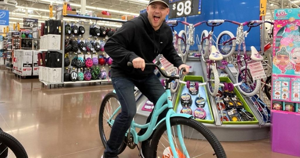 man on a bike in Walmart