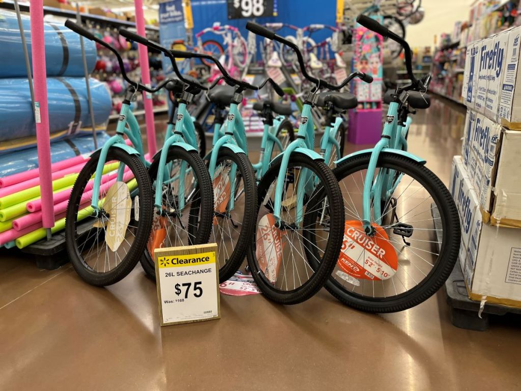 row of bikes at Walmart