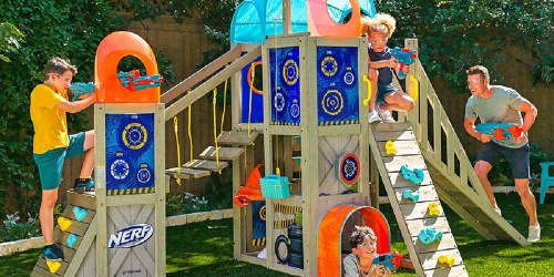 Score $900 Off This KidKraft NERF Battle Fort | Includes Rock Climbing, Blaster Targets, & More