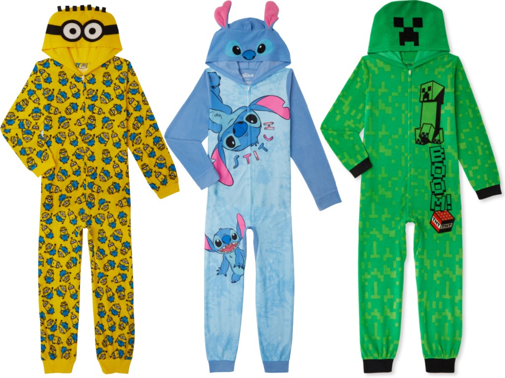 three kids character sleeper pajamas