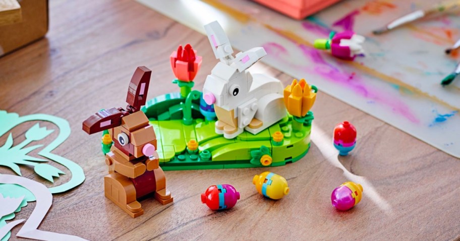 lego easter bunny set on display
