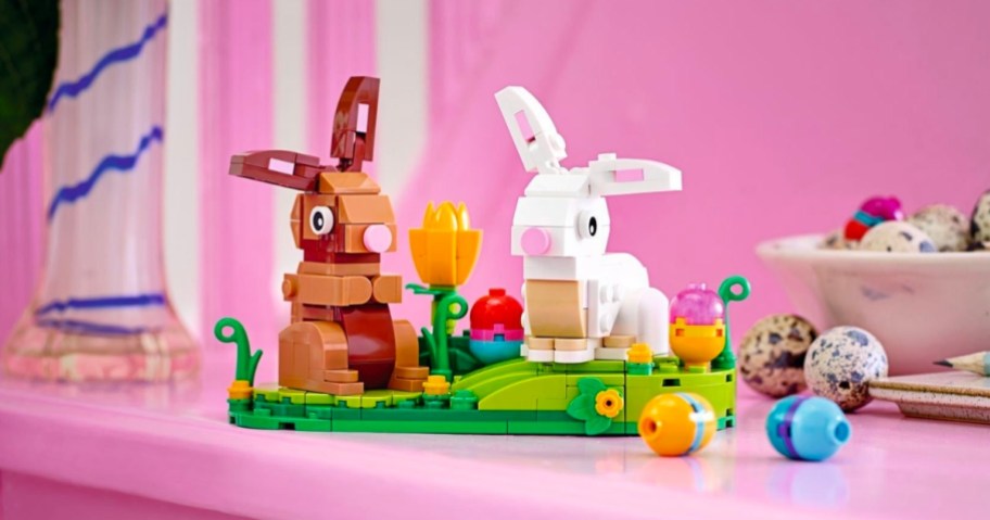 lego easter bunny set on display
