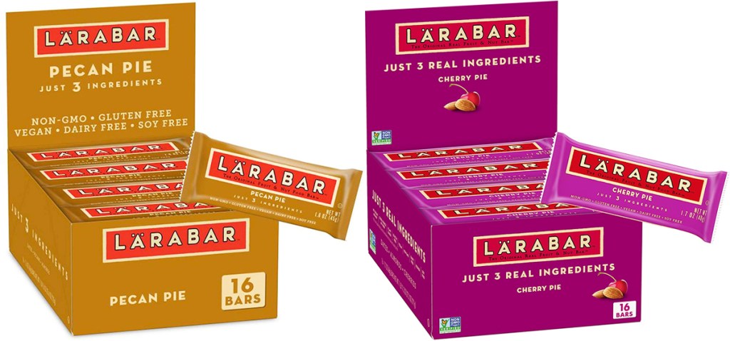 two boxes of larabar multi-packs