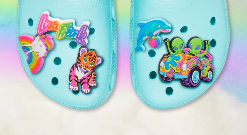 Lisa Frank Jibbitz on a pair of shoes