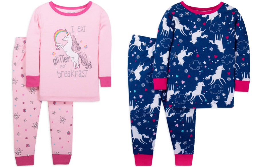 unicorn print 2-piece pajama sets