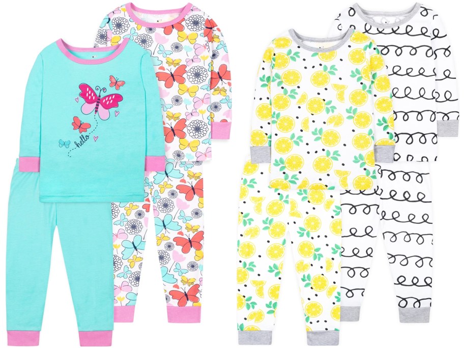 4-piece girls pajama sets