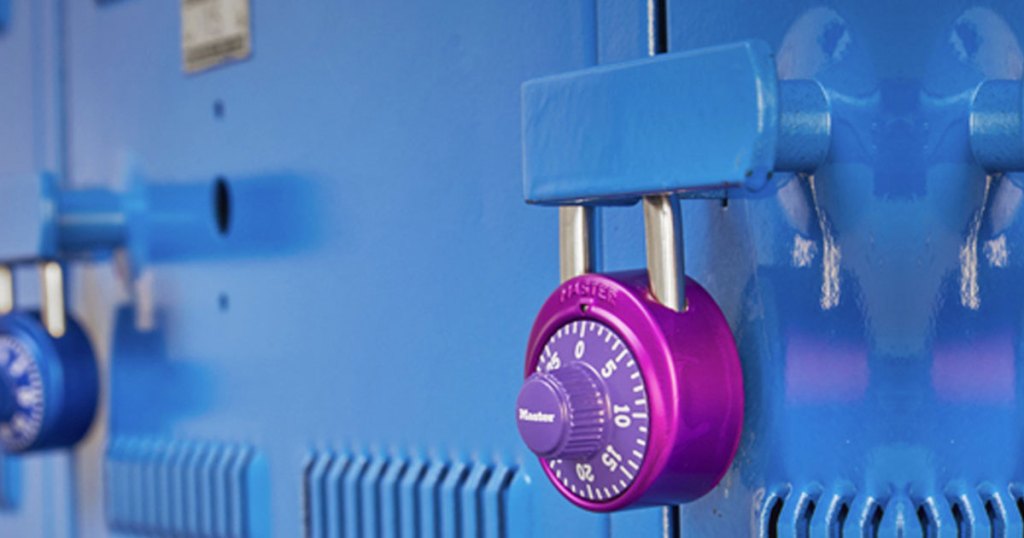 purple lock on blue locker