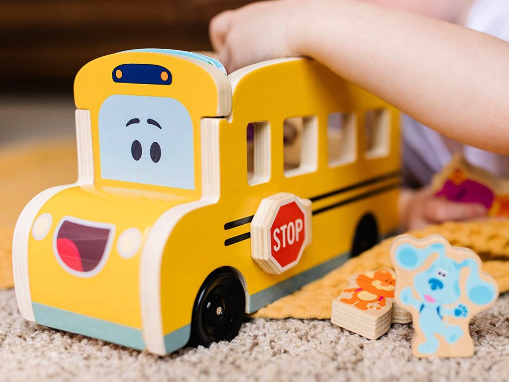 Melissa & Doug Blue's Clues & You! Wooden Pull-Back School Bus