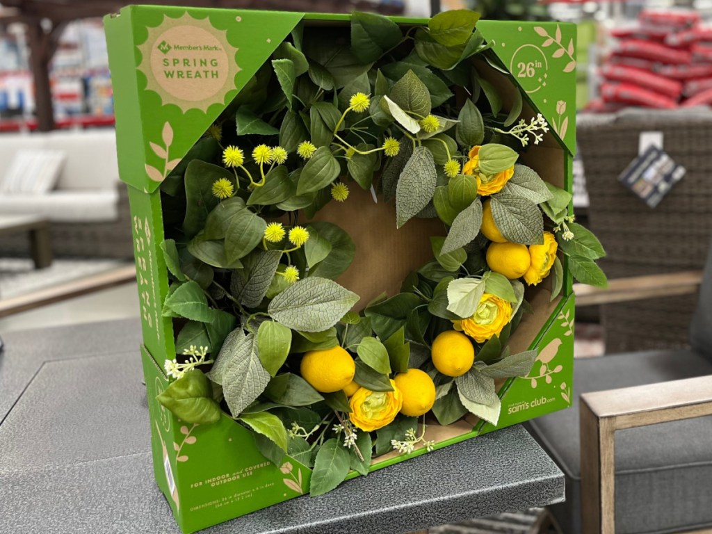 lemon wreath on table in store