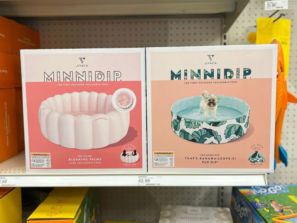 Minnidip inflatable pools on store shelf