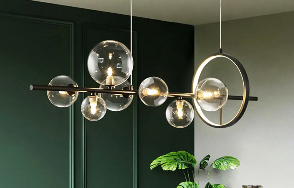 light fixture with glass globes