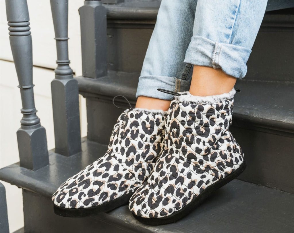 woman wearing leopard print booties