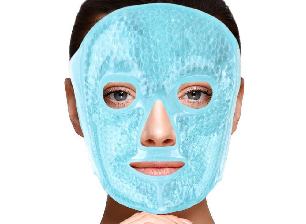 woman wearing a cooling mask