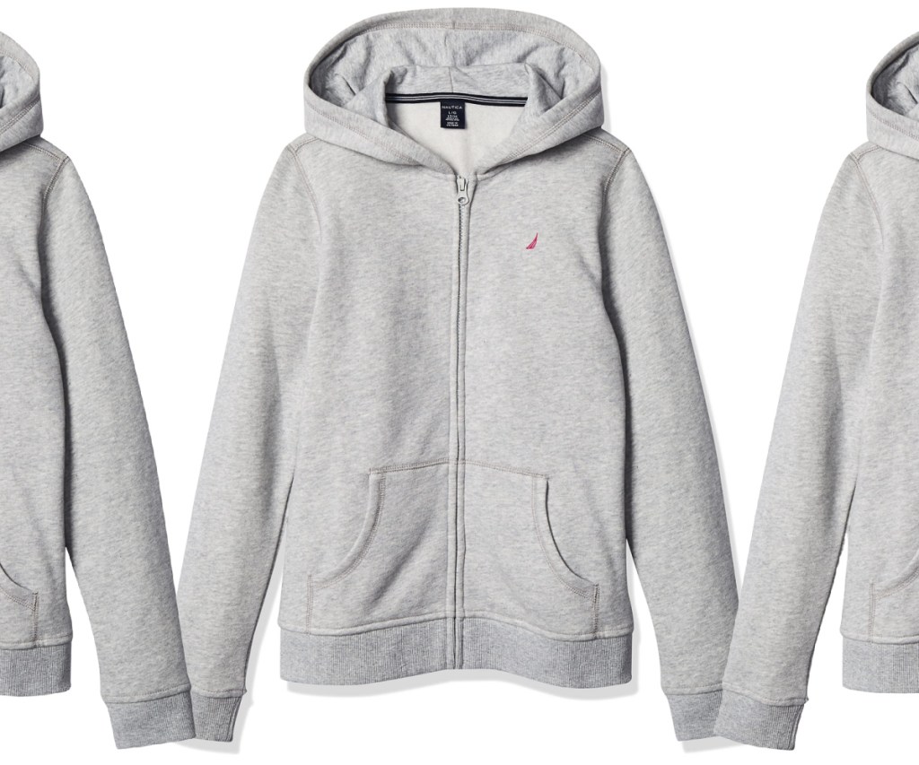 girls gray hoodie with pink logo