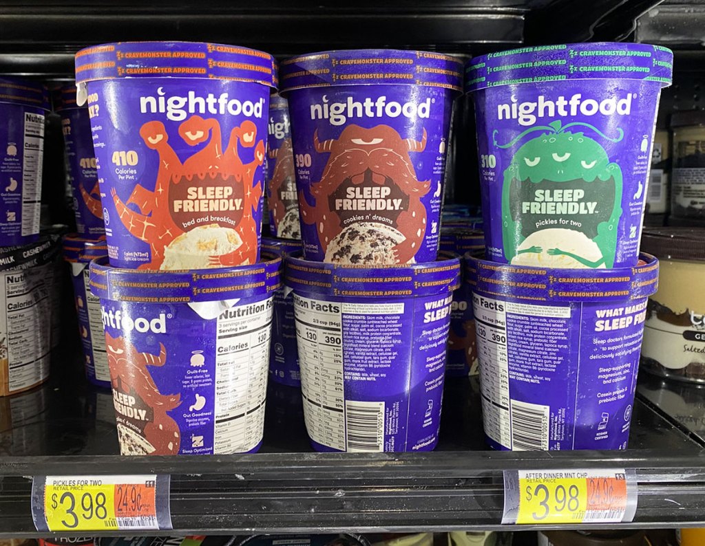 nightfood ice cream pints on walmart shelf