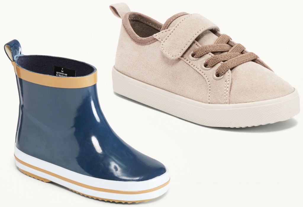 toddler rain boot and sneaker