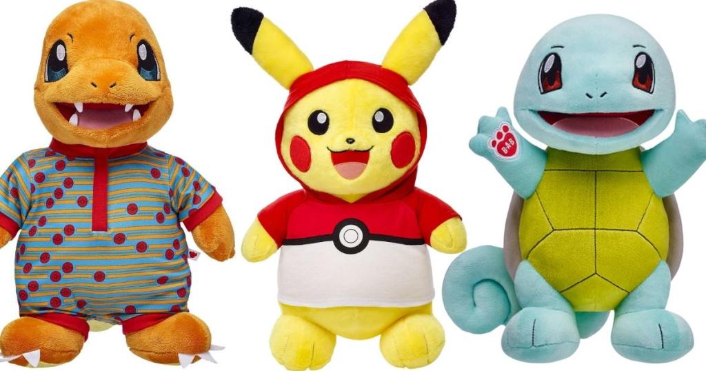 pokemon pikachu, charmander, and squirtle build a bear bundle