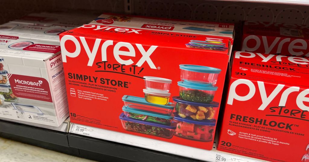 glass storage containers in red box