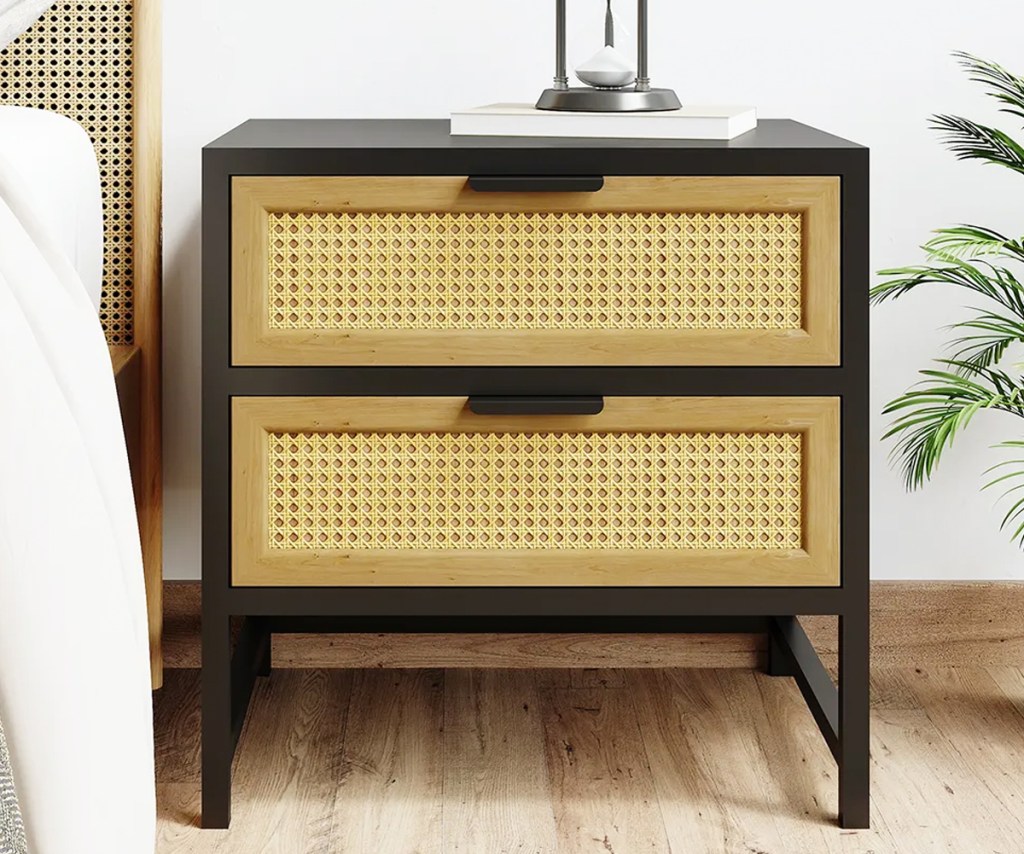Rattan Nightstand with two drawers