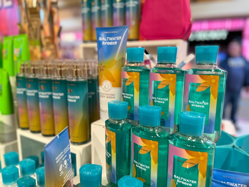 Saltwater Breeze Body Care on display at Bath Body Works