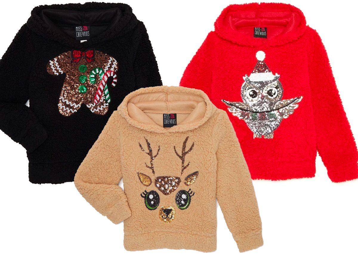 three layered stock images of kids walmart hoodies with sequin designs