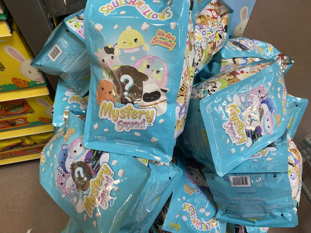 bags of Squishmallows Mystery squad scented plush toys