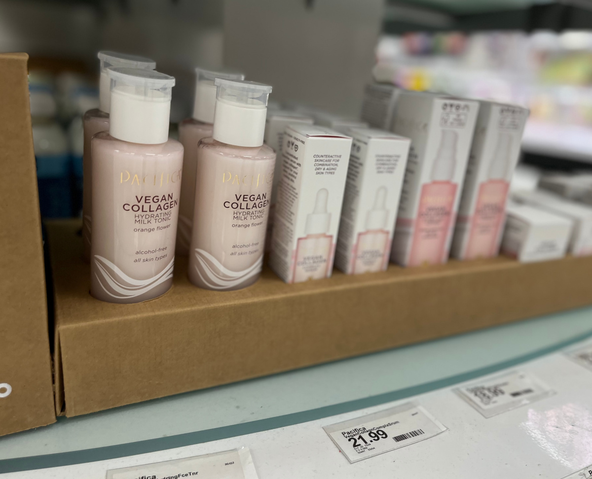 Pacifica brand beauty products on display at Target