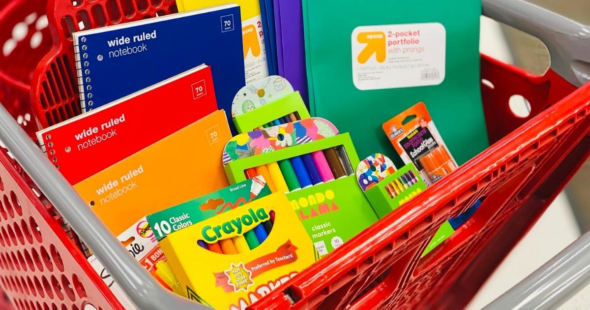 cart full of target school supplies