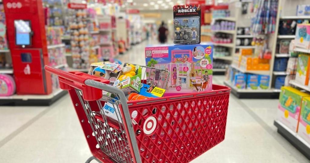 cart full of target toys in store
