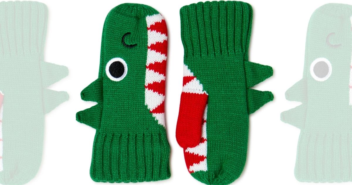 The Accessory Collective Boys Dinosaur Mittens