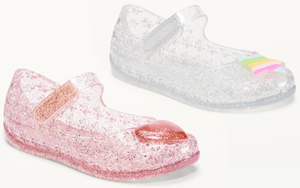two pairs of jelly flats