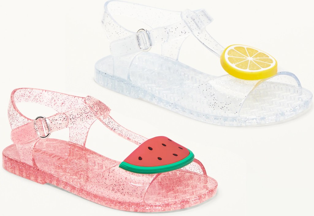 two pairs of glitter jelly sandals