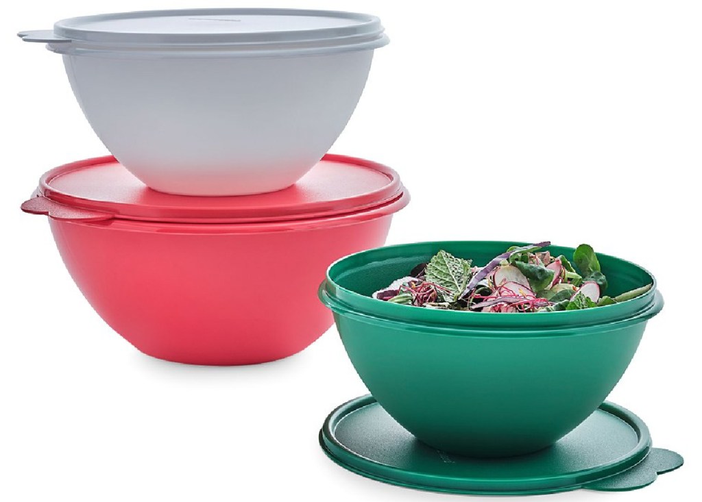 Tupperware Green & Red Wonderlier Six-Piece Bowl Set