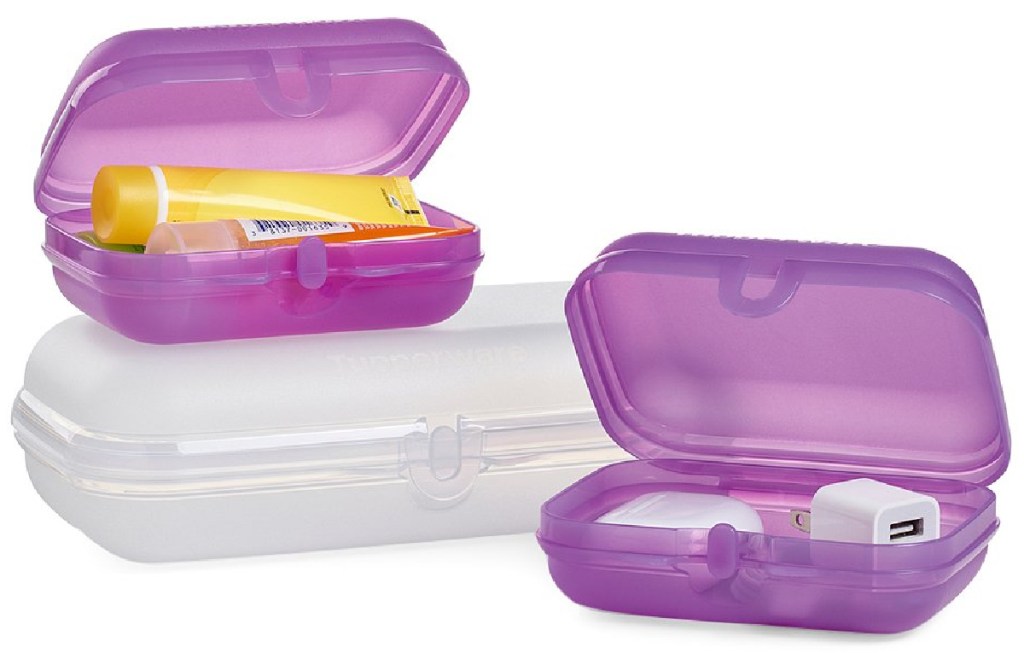 Tupperware Purple Three-Piece Packable Container Set