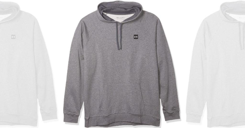 Under Armour Men’s Rival Fleece Fitted Hoodie in Grey