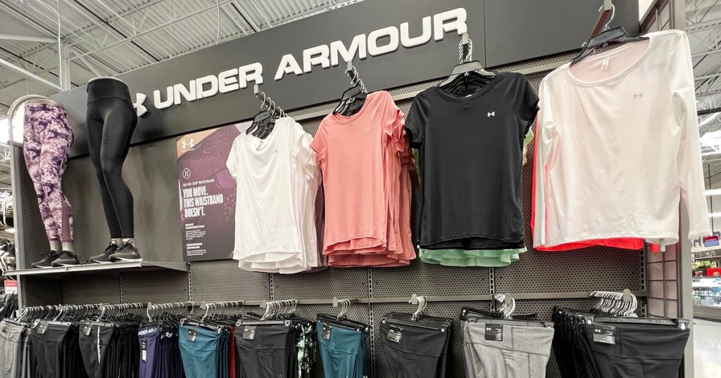 display of women's under armour apparel