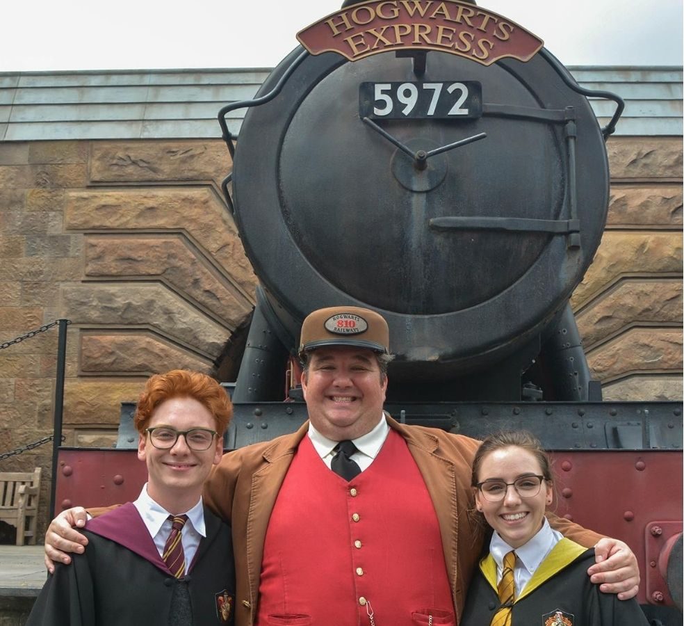 Universal Orlando Hogwarts Express Conductor with 2 Hogwarts Students