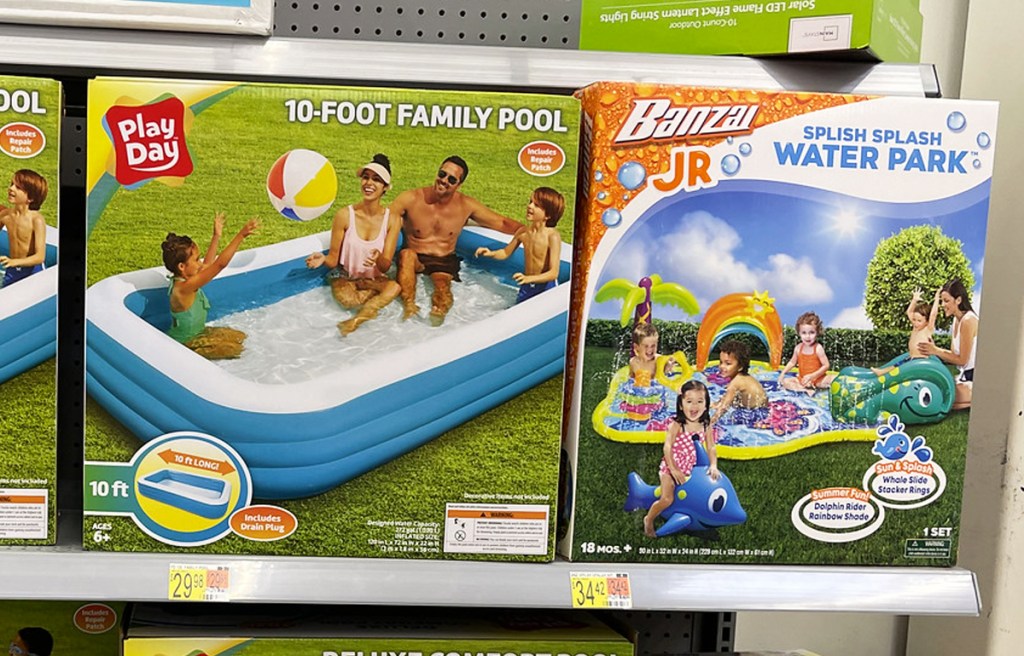 inflatable pool and water park on store shelf