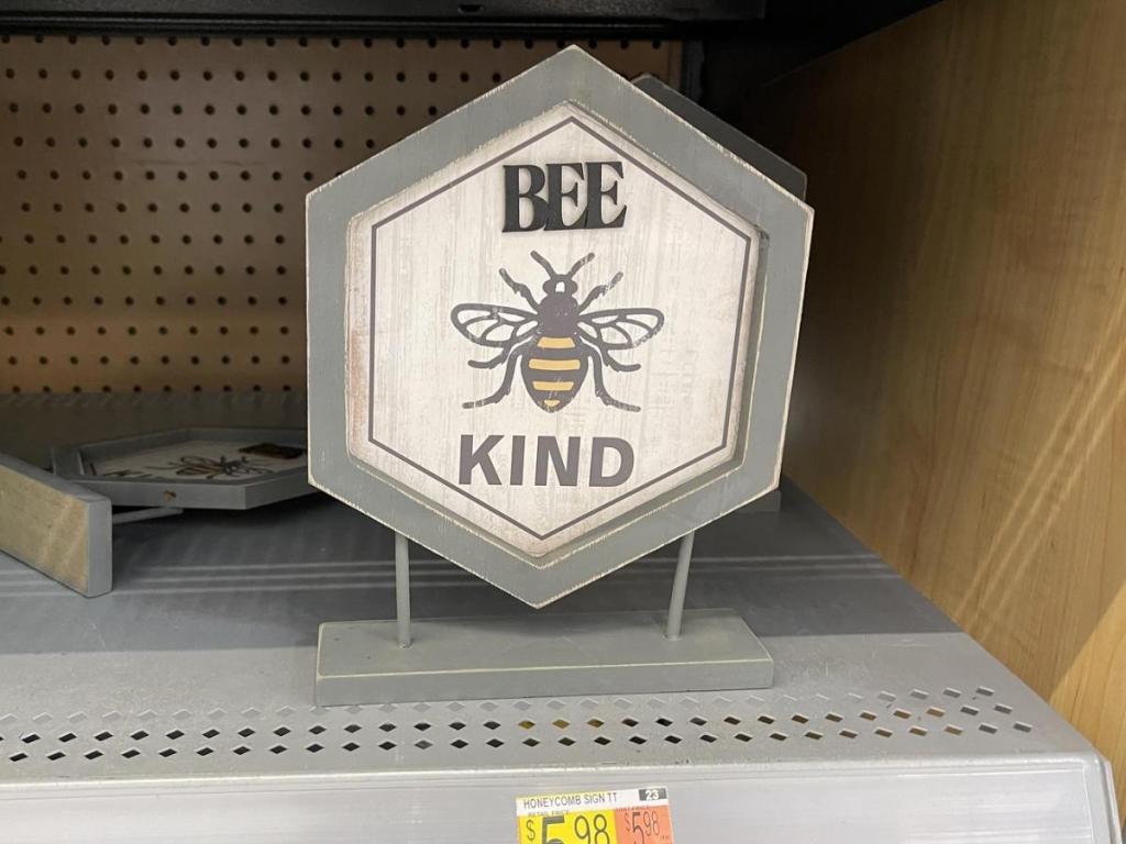"Bee Kind" Honeycomb Sign in store
