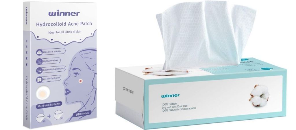 Winner acne patches and disposable face towels
