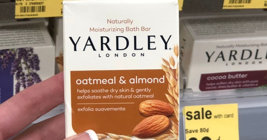 hand holding a bar of yardley soap