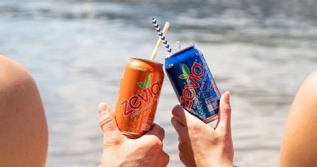 Two people drinking Zevia Sodas