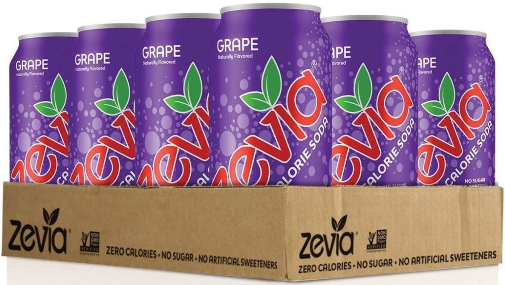 Zevia Zero Calorie Grape Soda 16oz Cans 12-Pack